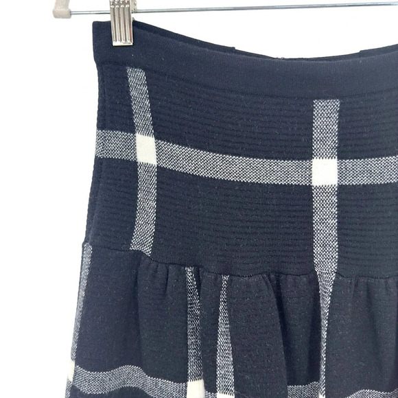 Alice + Olivia Kimbra Skirt Check Plaid Knit Sweater Drop Waist Black Size Small - Picture 4 of 12